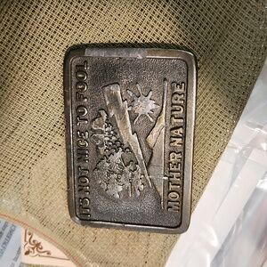 Wyoming Art "It’s Not Nice To Fool Mother Nature" Belt Buckle